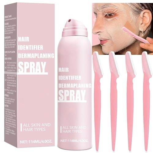 1PC 114ML Hair Identifier Spray for Face Shaving Dermaplaning Tool Skin Body Dermaplaning Peach Fuzz Remover Spray for Women, Face Shaver Hair Removal Kit Excess Hair Dermaplane Razor - Image 1