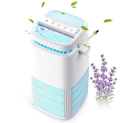 POMORON 4-in-1 Air Purifiers for Home, Air Ionizer Negative Ion Generator, H13 HEPA Filter, UV, Covers 1250 Ft² 99.97% Removal Rate for Pollen Smoke Pet Dander Air Cleaner for Bedroom, MJ002H, White - A-White - Medium - Image 1