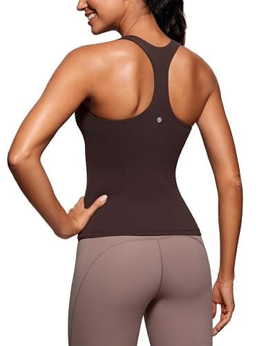 CRZ YOGA Butterluxe Workout Racerback Tank Tops for Women - Padded Athletic Spandex Yoga Shirts with Built in Bra - Image 1