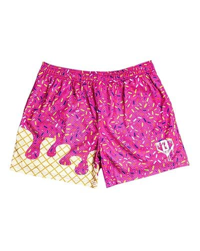 Baseball Lifestyle 101 Ice Cream Youth Mesh Shorts – Strawberry, 5 in Inseam, Side Pockets, Elastic Waist - Image 1