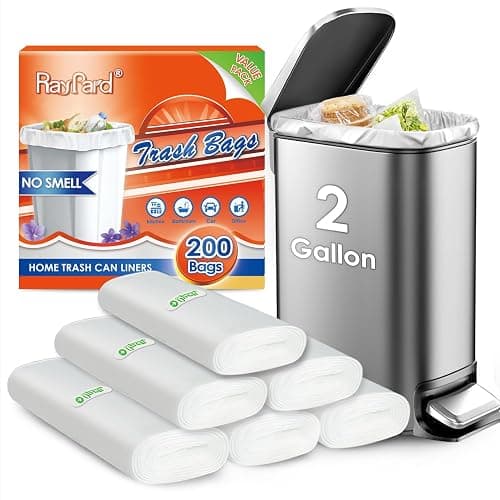 200 Counts 2 Gallon (1.8-2 Gal) Small Clear Trash Bags Garbage Bags by RayPard, fit 1.6,1.8,2,2.2 Gal Waste Basket, 6.5-7 Liter Strong Trash Can Liners for Home Office Kitchen Bathroom Bedroom - Image 1