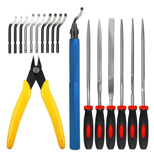 VASTOOLS Deburring Tool for 3D Printer,18pcs,10pc Multiuse Blades Removing Burr,6Pcs Needle File,Micro Wire Cutter for 3D Print, Plastic Models - Image 1