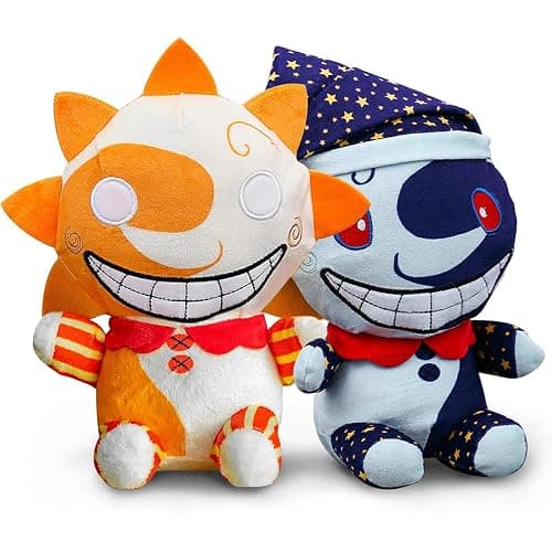 vita dennis Plushies 2pcs Sun and Moon Plush FNAF 9.84in FNAF Security Breach Sundrop and Moondrop Plush Figure Toy Soft Stuffed Clown Cartoon Plushie for Boys Girls Festive and Decorative Gift - Image 1