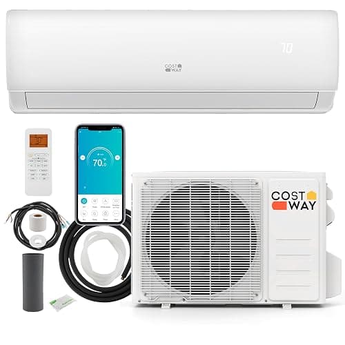 COSTWAY 11500 BTU Mini Split Air Conditioner, 115V 17 SEER2 Wifi Enabled Inverter Air Conditioner & Heater Pump System Cools Up to 750 Sq. Ft, Compatible with Alexa, w/Installation Kit - Image 1