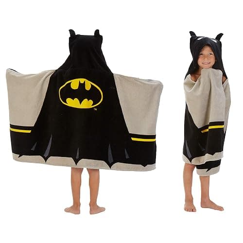 Batman Kids Bath/Pool/Beach Super Soft Cotton Terry Hooded Towel Wrap, 24" x 50", By Franco - Image 1