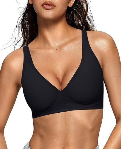 OEAK Womens Deep V Bras Wireless Comfortable Bra Supportive No Underwire Bras Tshirt Push Up Bralettes Plunge Seamless Bra - Image 1