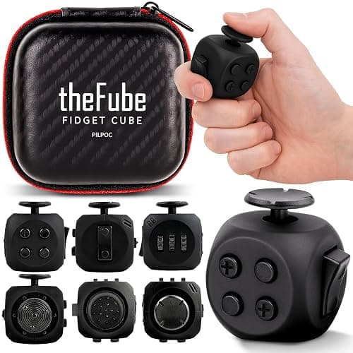 PILPOC theFube Fidget Cube, 6-Sided Stress Relief Infinity Cube for Adults & Kids, Boosts Concentration, Mindfulness Aid, Silent & Audible Modes, Stocking Suffers for Boys, Kids and Adults (Midnight) - Image 1