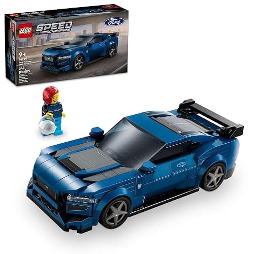 LEGO Speed Champions Ford Mustang Dark Horse Sports Car Toy, Buildable Ford Mustang Toy for Kids, Blue Car Model Set, Gift Idea for Boys and Girls Aged 9 Years Old and Up, 76920 - Image 1