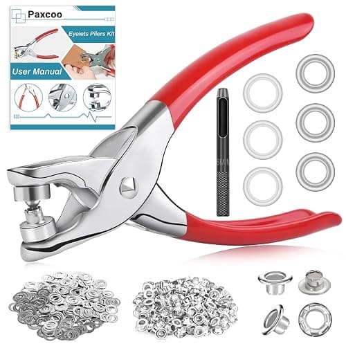 803Pcs Grommet Tool Kit 6mm 1/4 Inch(Inside Hole Size) Eyelet Kit with 400Pcs Eyelets Grommets, 400Pcs Washers and Grommet Eyelet Pliers for Leather/Belt/Shoes/Crafts - Image 1