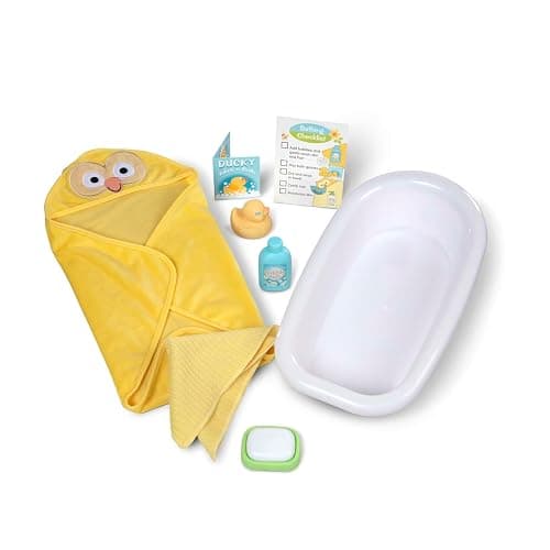 Melissa & Doug Mine to Love Deluxe Baby Care Play Set (48 Pieces – Doll + Accessories to Feed, Bathe, Change, and Cuddle) - Image 1