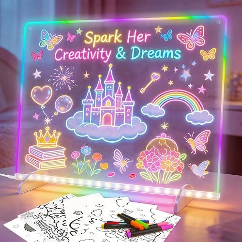 Lumiboard Led Drawing Board with 8 Colors, 13"x10" Acrylic Message Boards with 13 Light Effects, Glow Doodle Board Gifts for Kids for Easter Halloween Christmas Birthday Gifts Presents - Image 1