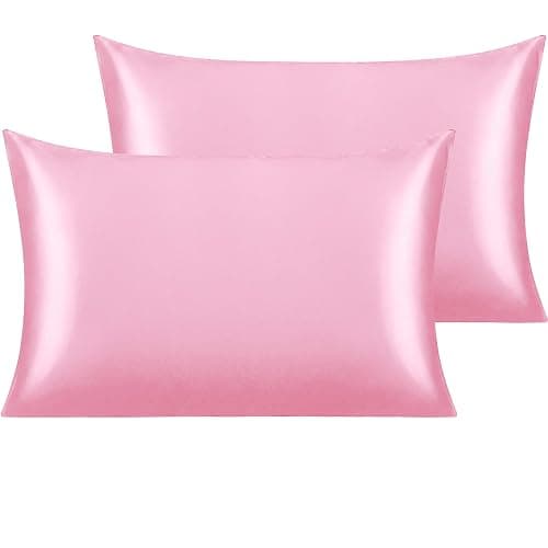NTBAY 2 Pack Satin Standard Pillowcases for Hair and Skin, Luxurious and Silky Pillow Cases with Envelope Closure, 20x26 Inches, Pink - Image 1