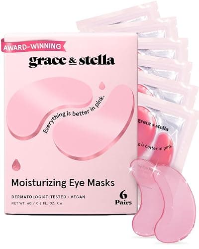 grace & stella Award Winning Under Eye Mask - Reduce Dark Circles, Puffy Eyes, Undereye Bags, Wrinkles - Gel Under Eye Patches - Gifts for Mom - Vegan Cruelty-Free Self Care (Pink, 6 Pairs) - Image 1