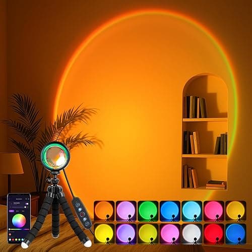 Kangtaixin Sunset Lamp - RGB Sonnenuntergang Lampe - App-Steuerung USB-Anschluss LED Projektor 360 ° Drehbares Romantisches Vision-Stimmungslicht für Fotografie, Selfie, Dopamine, Wohnzimmer Deko - Image 1