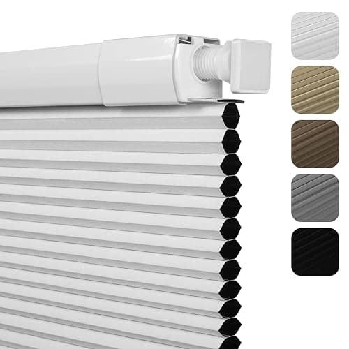 Sulugood No Drill No Tools Blackout Cellular Shades Easy to Install for Indoor Windows Cordless Honeycomb Blinds Thermal Insulated Noise Reduction,White,Custom Size - Image 1