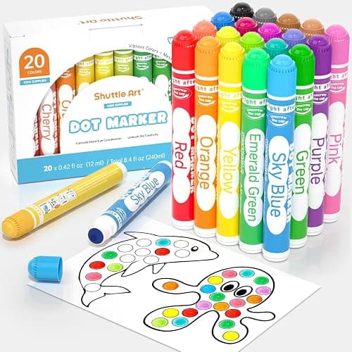 Shuttle Art Dot Markers, 20 Colors Washable Markers for Toddlers,Bingo Daubers Supplies Kids Preschool Children, Non Toxic Water-Based - Image 1