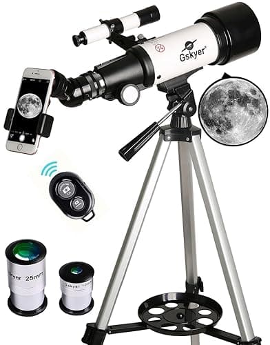 Gskyer Telescope, 70mm Aperture 400mm AZ Mount Astronomical Refracting Telescope for Kids Beginners - Travel Telescope with Carry Bag, Phone Adapter and Wireless Remote. - Image 1