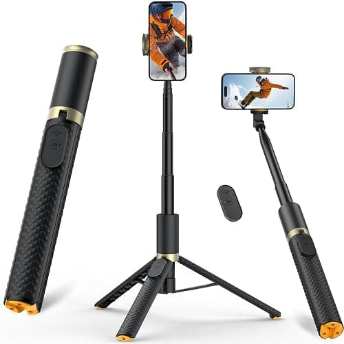 Vimose Phone Tripod & Selfie Stick with Remote, Portable, Lightweight for Video Recording Vlog, Extendable Travel Tripod Stand Compatible with iPhone Android, Black, 62" - Image 1
