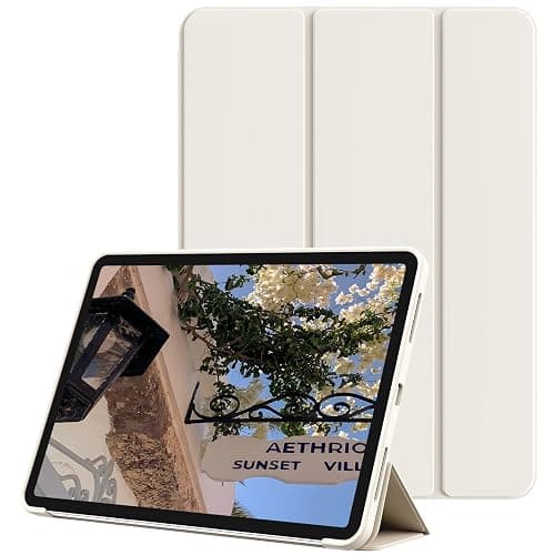 KVTVOU for iPad (A16) 11th/10th Generation Case (11/10.9 Inch, 2025/2022) Without Pencil Holder, Slim Trifold Stand Smart Cover & Soft TPU Back, Auto Wake/Sleep & Support Touch ID, Cream White - Image 1