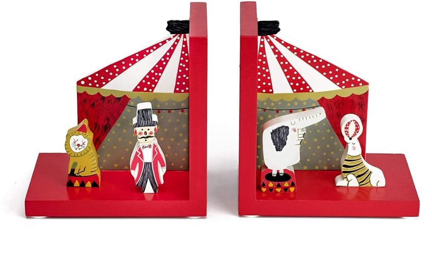 Mousehouse Gifts - Wooden Children's Bookends, Charming Red Circus Kids' Room Decor for Boys & Girls - Image 1