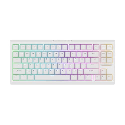 EPOMAKER G84 80% RGB Gaming Mechanical Keyboard, 2.4GHz/ Type-C/BT Wireless Keyboard, QMK/VIA Programmable, Hot-Swappable, NKRO, with Shine Through PBT Keycaps for Gamers (White, Creamy Jade Switch) - White - Creamy Jade Switch - Image 1