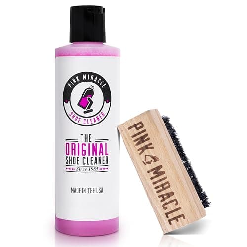 Pink Miracle Shoe Cleaner Kit with Bottle and Brush For Fabric Cleaner For Leather, Whites, Suede and Nubuck Sneakers - Image 1