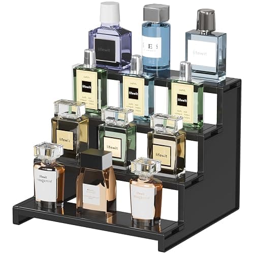 Lifewit Cologne Organizer for Men, 4 Tier Plastic Perfume Stand, Tool-free Assembly, Display Shelf for Fragrance, Aftershave, Skincare, Makeup for Vanity, Bedroom, Bathroom Storage, 9 Inch,1 Pcs - Image 1