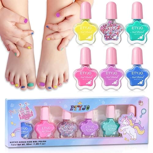 ETYJO Kids Nail Polish Set - Non-Toxic, Quick Dry Peel Off Nail Polish, 6 Rainbow Colors for Girls Age 3+ - Image 1