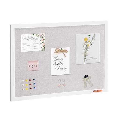 VEVOR 30"x20" White Cork Board with Linen Surface – Stylish Wall-Mounted Bulletin Board for Home, School, Office – Elegant & Functional Noticeboard - Image 1