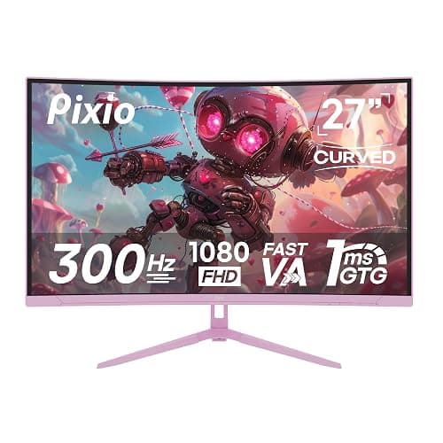 Pixio PXC279 Wave Pink 27 inch 300Hz Refresh Rate FHD 1080p Resolution 1650R Curved Fast VA Panel 1ms GTG Response Time Adaptive Sync HDR Curved Gaming Monitor - Image 1