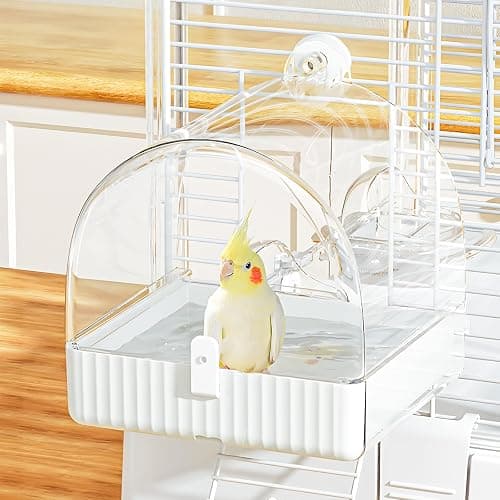 🌟BUCATSTATE Hanging Bird Bath for Cage, 3 in 1 Multifunction Bird Bath/Bowl/House, Bird Cage Accessories Suitable for Small to Medium Birds, Like Lovebirds, Finches, Parakeets, Mannikin - Image 1