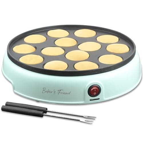 Baker's Friend Mini Pancakes Maker Machine, Dutch Mini Pancake Griddle, 14 Holes Electric Poffertjes Pan, Ideal for Breakfast, Snacks, Desserts & More - Image 1