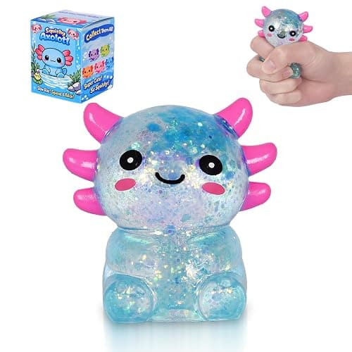 Axolotl Squishy Stress Ball, Soft TPR Slow Rising Squeeze Toy, Cute Axolotl Fidget Toy for Stress Relief, Anxiety Calming Sensory Toy for Kids Adults(Blue Seated Axolotl) - Image 1