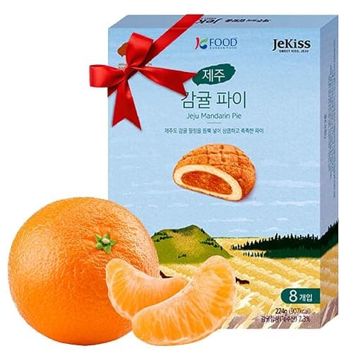 Korean Food JEKISS Jeju Island Tangerine Pie (7.90oz, 8ea) from Jeju Island, Korean Dessert, Korean Snack, gift from Korea, Individually packed - Image 1