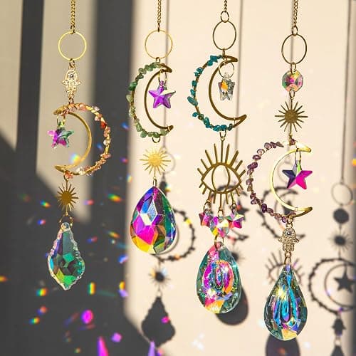 4 PCS Crystal Suncatcher Window Hanging,Sun Catcher Tree of Life Crystal Suncatchers Prism Hanging with Crystals Light Catcher,Sun Catchers Indoor Window for Indoor Outdoor Home Garden Wedding Decor - Image 1
