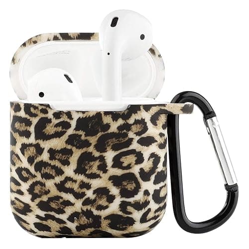 Seadream Silicone Printed Leopard Pattern Protective Cover Case Metal Keychain Compatible with Apple AirPods (Leopard#2) - Image 1