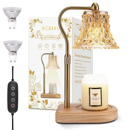 Amber Candle Warmer Lamp with Timer, 2/4/8H Adjustable Height, Dimmable for All Scented Jar Candle Sizes, 2 Bulbs - Image 1
