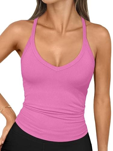 Trendy Queen Womens Workout Tank Tops Racerback Summer 2026 Camisole Top V Neck Ribbed Sleeveless Beach Fashion Clothes - Image 1