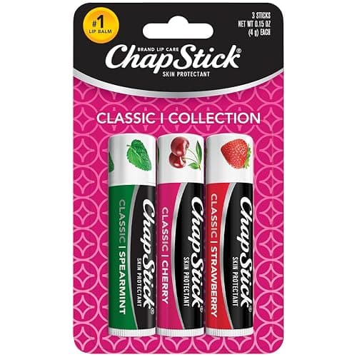 ChapStick Lip Care Set, Classic Collection 3-Pack – Spearmint, Cherry, and Strawberry Lip Balm, 0.15 Oz Ea - Image 1