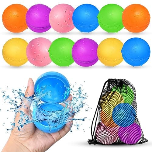12Pcs Reusable Water Balloons, Pool Beach water Toys for Boys and Girls, Outdoor Summer Toys for Kids Ages 3-12 - Image 1
