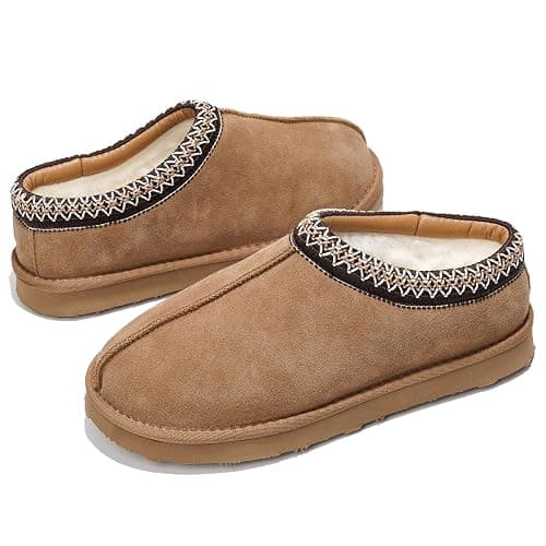 Project Cloud 100% Genuine Leather with Australian Shearling Lining Mens Slippers & Memory Foam Insole Outdoor & House Slippers for Men - Non-Slip Fuzzy Mens Shoes (Relaxation) - Image 1