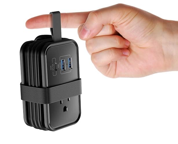 Travel Charger for Multiple Devices Flat Plug Power Strip 3ft Travel Adapter Extension Cord,3AC Outlets, 2USB & 1 Fast Charging USB C, No Surge Cruise Approved Power Strip, Portable Travel Power Strip - Black - Image 1