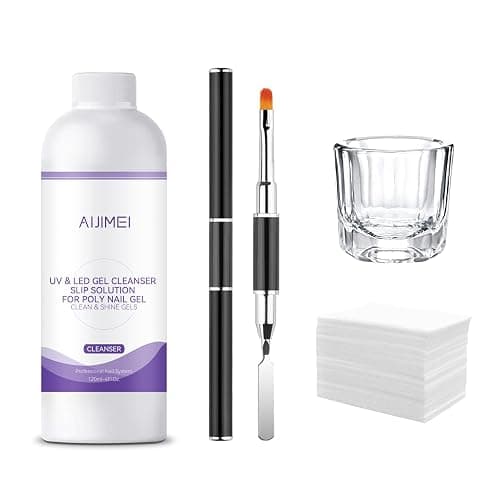 AIJIMEI Poly Gel Nail Slip Solution Set 120ml for Polygel Builder Poly Nails Hard Gel Cleanser Solutions 4Fl.oz with Nail Art Tool - Image 1