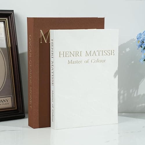 Beautiful Decorative Book Set - 2 Linen-Covered Faux Books for Home Decor | Coffee Table, Beautiful Fake/Faux Books for Modern Home Decoration, Photo Storage and as a Keepsake Box (Brown+White) - Image 1