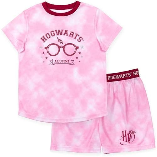 Harry Potter Gryffindor Hufflepuff Ravenclaw Slytherin Girls Pajama Shirt and Shorts Sleep Set Little Kid to Big Kid - 7-8 - Pink - Image 1