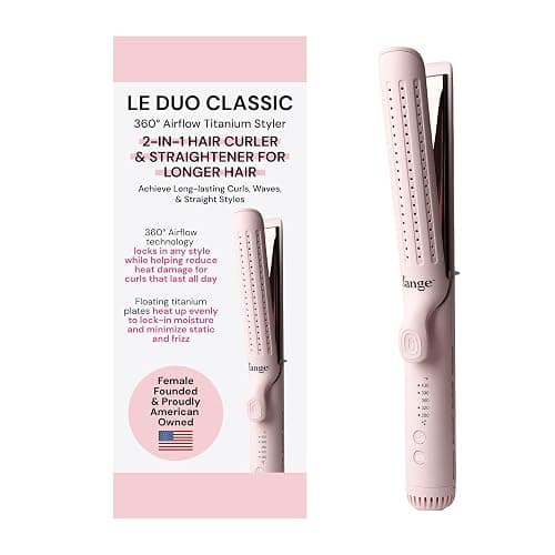 L'ANGE HAIR Le Duo Grande 360° Airflow Styler | 2-in-1 Curling Wand & Titanium Flat Iron Hair Straightener | Professional Hair Curler with Cooling Air Vents to Lock in Style | Adjustable Temp - Image 1