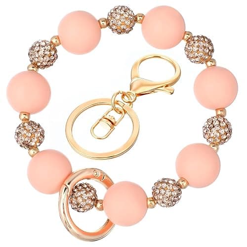 LXUEJIE Silicone Beaded Wrist keychain, Bead Keychain Wristlet with Key Ring Wrist Keychains Bracelet for Women - Image 1