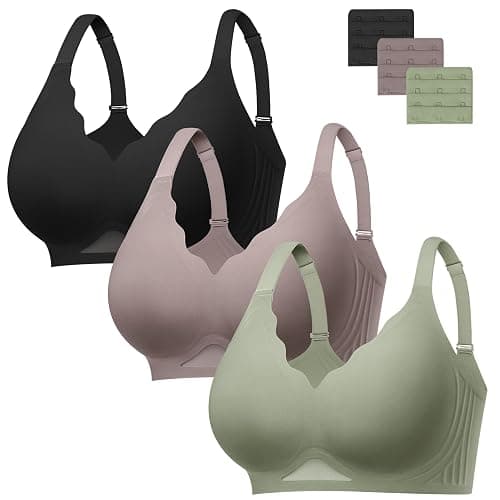 habibee Jelly Bras for Women, Wireless Seamless Scalloped Push Up Bra | Full Coverage, Gel Supportive Lift Bralettes, Adjustable Straps, No Underwire Comfortable T-shirt Everyday Bra 3pack - Image 1