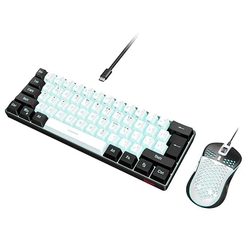 RedThunder 60% Gaming Keyboard and Mouse Combo, Ultra-Compact 61-Key RGB Backlit Mini Keyboard, Lightweight 7200 DPI Honeycomb Optical Mouse, RGB Wired Gaming Set for PC PS5 Xbox Gamer(White-Black) - Image 1