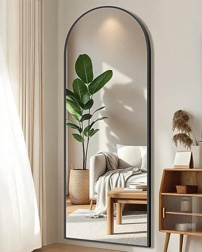 SUNQUEEN 58"x19" Floor Mirror Full Length, Arched Full Length Mirror with Stand, Full Body Mirrors for Bedroom Living Room or Cloakroom Black - Image 1